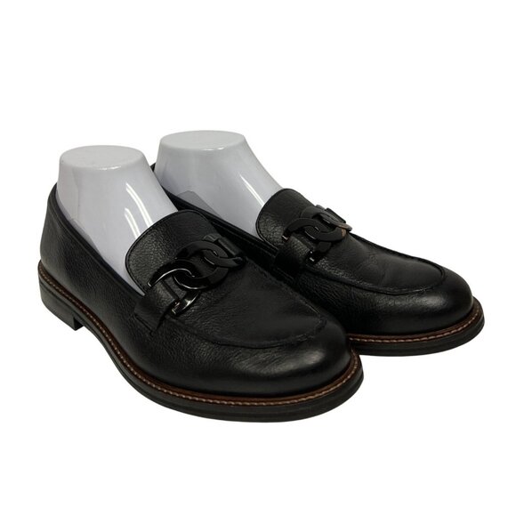 ARA Kyle II Women's Leather Loafers Black Slip On Shoes Buckle Detail Size 6 - Picture 1 of 11